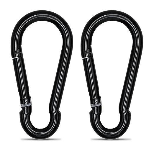 Large Carabiner Clip Hook, 5.5 inch 2 pcs Black Heavy Duty Spring Snap Hook Key by KINLINK