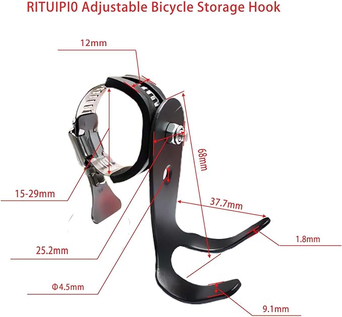 Adjustable Handlebar Hook Mount, Universal Pole Storage Hook - Image 6