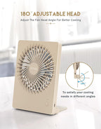 Zuvas Desk Fan Battery Operated Fan Rechargeable 180°Tilt Folding Personal Fan - Image 5