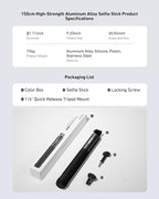 TELESIN 60" Selfie Stick for GoPro, Portable Extended Vlog Invisible Pole for - Image 7