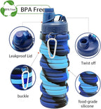 Silicone Collapsible Water Bottles, 16oz（500ml） Portable Foldable Expandable - Image 4