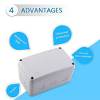 NineLeaf IP66 Waterproof Junction Box Outdoor, 7 1/8" x 4 1/2" x 4" White - Image 3