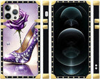 Compatible with iPhone 12 Pro Max Case, High Heeled Purple Diamond Rose Luxury - Image 2