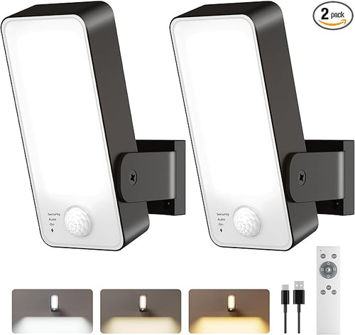2 Pack Motion Sensor Outdoor Lights, 10000mAh Rechargeable Battery Operated by WelcometoPopoIron