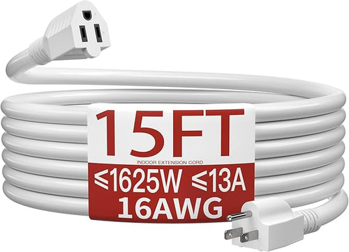 16/3 Indoor Extension Cord 15 FT, 3 Prong Power Cable, Suitable by Skrizcable