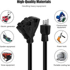 1 FT 12/3 Outdoor Extension Cord, Heavy Duty 3-Outlet SJTW Indoor/Outdoor - Image 7