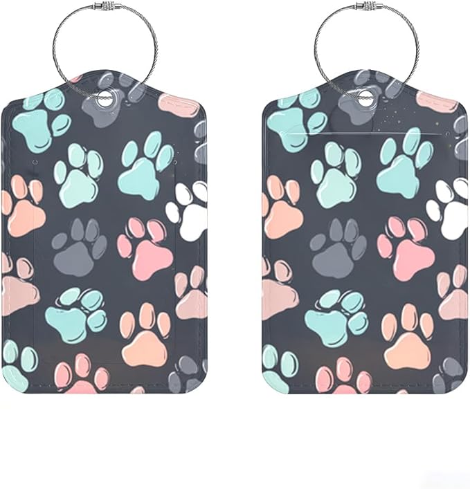 2Pcs Cute Dog Paw Luggage Tags for Suitcases, 2.83x4.53 Pet Lovers Travel ID by Cmialusie