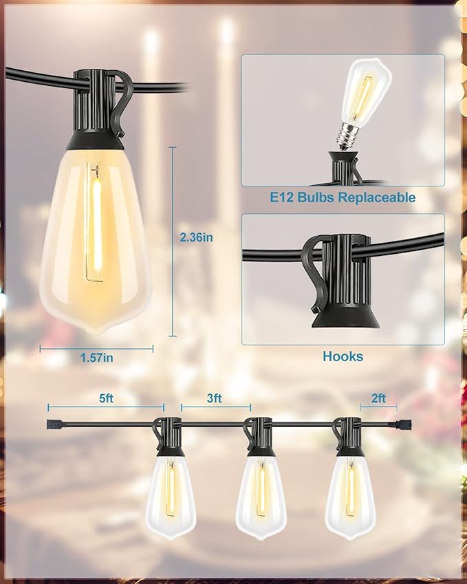 Lightdot 500FT Outdoor String Lights, LED Bistro String Lights - Image 3