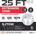 Iron Forge Cable 12 Gauge Outdoor Extension Cord 25 Ft, SJTOW 12/3 Heavy Duty - Image 2