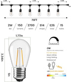 Svater 75 FT Outdoor String Lights 2W, Patio Light - Image 2