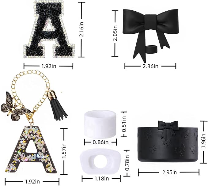 6pcs Black Stanley Cup Accessories Set, Bow Straw Topper - Image 6