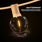 50FT LED G40 Globe String Lights White, Shatterproof Outdoor Patio String - Image 3