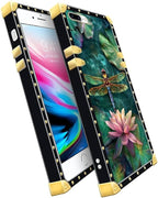 Compatible with iPhone 8 Plus 7 Plus Case, Colourful Dragonfly Pink Lily Pads - Image 3