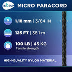 TECEUM Micro Paracord – 1.18 mm X 125 ft – Micro Utility Cord – Thin Braided - Image 2
