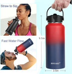 Water Bottle Insulated 32oz 40oz 64oz 128oz Straw Lid Spout Lid & 3 Lids - Image 3