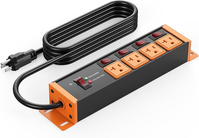CCCEI Heavy Duty Surge Protector Power Strip 20 Amp Individual Switches. 20FT by CCCEI