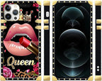 Compatible with iPhone 12 Case, Glitter Red Rose Queen Leopard Lipstick Luxury - Image 2