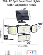 CLAONER Solar Outdoor Lights Motion Sensor 3500LM 288 LED Solar Security Lights - Image 4