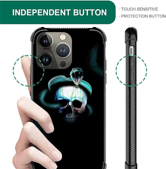for iPhone 14 Pro Max Case, Skeleton Winding Snake Pattern Graphic Design Girl - Image 5