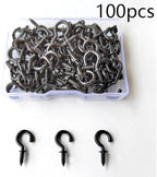 Set of 100 Nickel Plated Metallic Black Cup Hooks Small Hooks, 1/2 Inch - Image 4