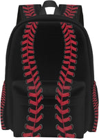 cfpolar 17 Inch Backpack Black Baseball Red Stitches Laptop Bag Shoulder Bag by homedecorations