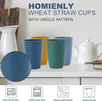 Homienly Wheat Straw Cups Set Unbreakable Drinking Glasses & Reusable Plastic - Image 3