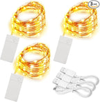 3 Pack Rechargeable Fairy Lights 10ft 30 LED, 4 Modes Battery Copper Wire by Unknown