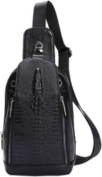 Hebetag Crocodile Genuine Leather Sling Chest Bag by Hebetag