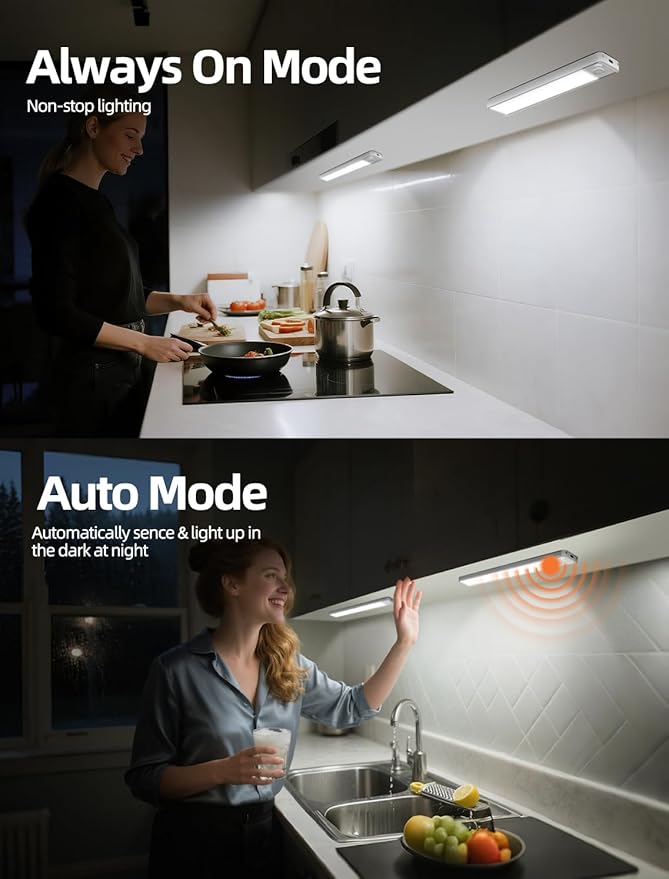 Under Cabinet Lighting: 12 Inch 3-Color Dimmable Rechargeable Motion Sensor - Image 7