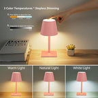 Yogaret Pink Cordless Table Lamp Set of 2 - Image 4
