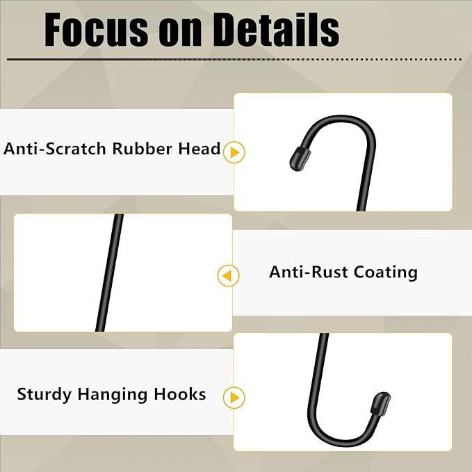 Dpyrrhic 6 Pack 14 Inch Black Extra Matel Heavy Duty Hook - Image 5