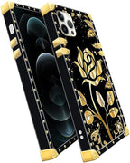 Compatible with iPhone 11 Pro Max Case, Shine Gold Rose Luxury Golden Decoration - Image 3
