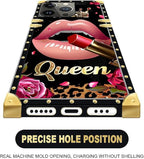Compatible with iPhone 15 Pro Case, Glitter Red Rose Queen Leopard Lipstick - Image 5