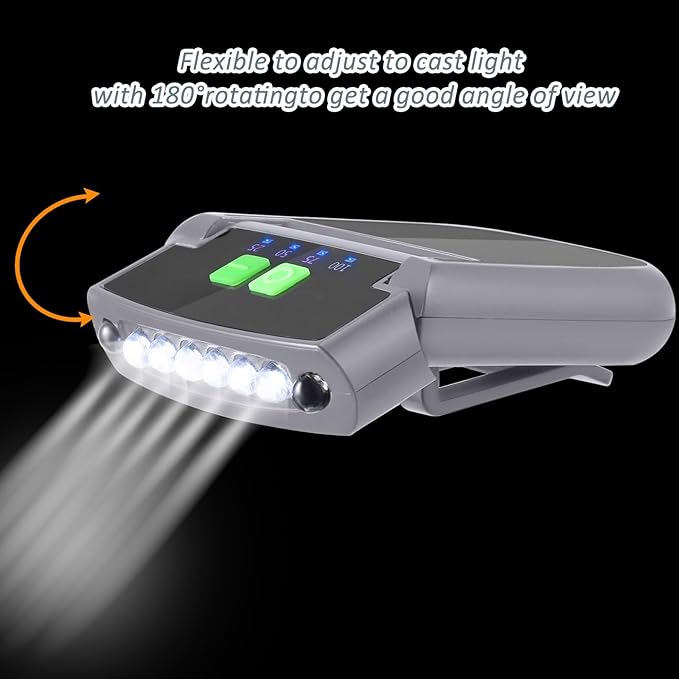 Mudder LED Clip on Cap Lights USB Rechargeable Cap Flashlight Clip Waterproof - Image 4