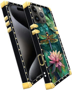 Compatible with iPhone 16 Pro Max Case, Colourful Dragonfly Pink Lily Pads - Image 3