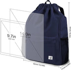 Drawstring Backpack with Mesh Pockets String Gym Bag Sackpack Sandproof Water - Image 7