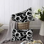 Abstract Geometric Circle 12 X 20 Pillow Covers Black White Decor Artwork Set - Image 6