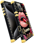 Compatible with iPhone 16 Pro Max Case, Glitter Red Rose Queen Leopard Lipstick - Image 3