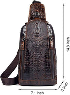 Hebetag Crocodile Genuine Leather Sling Chest Bag - Image 7