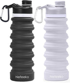 Nefeeko Collapsible Water Bottle, 26oz Silicone Foldable Water Bottles by Nefeeko