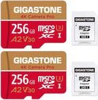 【5-Years Data Recovery】 GIGASTONE 256GB Memory Card 2 Pack 4K Pro Camera by Gigastone