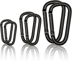 Black Carabiner Clip, Includes Mini 2 Inch Carbineers, Small 2.3" D Ring Clip by Unknown
