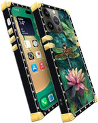Compatible with iPhone 14 Pro Case, Colourful Dragonfly Pink Lily Pads Luxury - Image 3