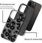 for iPhone 16 Pro Case, HL2 Cute Cool Cherry Black Hybrid 2 Layer Hard Shell - Image 3
