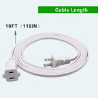 2 Prong Extension Cord, Safe for Home, Dorm Use White Extension Cord - Image 4