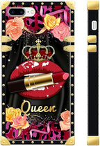 Compatible with iPhone 8 7 SE Case, Queen Lip Crown Leopard Print Luxury Golden - Image 3