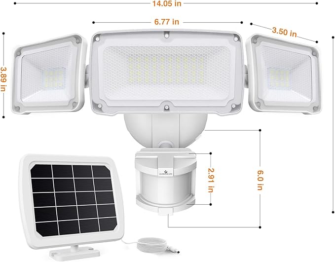 GLORIOUS-LITE Solar Security Lights 2400mAh LED Motion Sensor Light Outdoor - Image 7