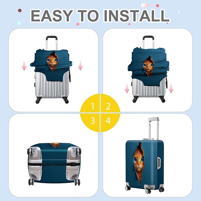 ANNA QUEEN 3D Cat Face Luggage Cover, Cute Peek Cat Suitcase Protector - Image 5