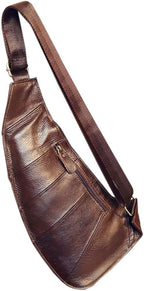 Leather Sling Bag Backpack for Men Women Crossbody Shoulder Chest Day Pack - Image 2