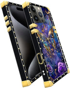 Compatible with iPhone 16 Pro Case, Glistening Golden Butterfly Vibrant Purple - Image 3